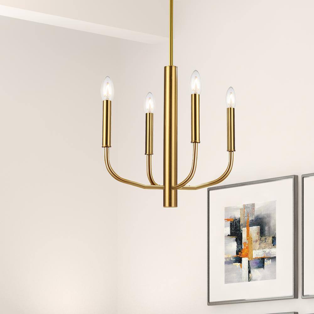 Aged Brass Mini Candle 4-Light Chandelier
