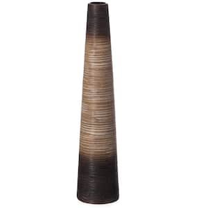 31 in. Tall Handcrafted Brown Ceramic Floor Vase - Waterproof Cylinder-Shaped Freestanding Design