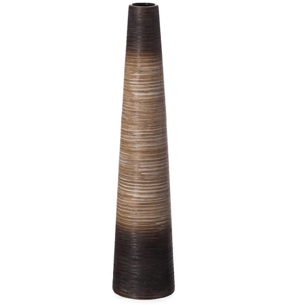 Unbranded 31 in. Tall Handcrafted Brown Ceramic Floor Vase - Waterproof Cylinder-Shaped Freestanding Design