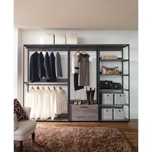Monica 111 in. W Rustic Gray Walk-in Wood Closet System