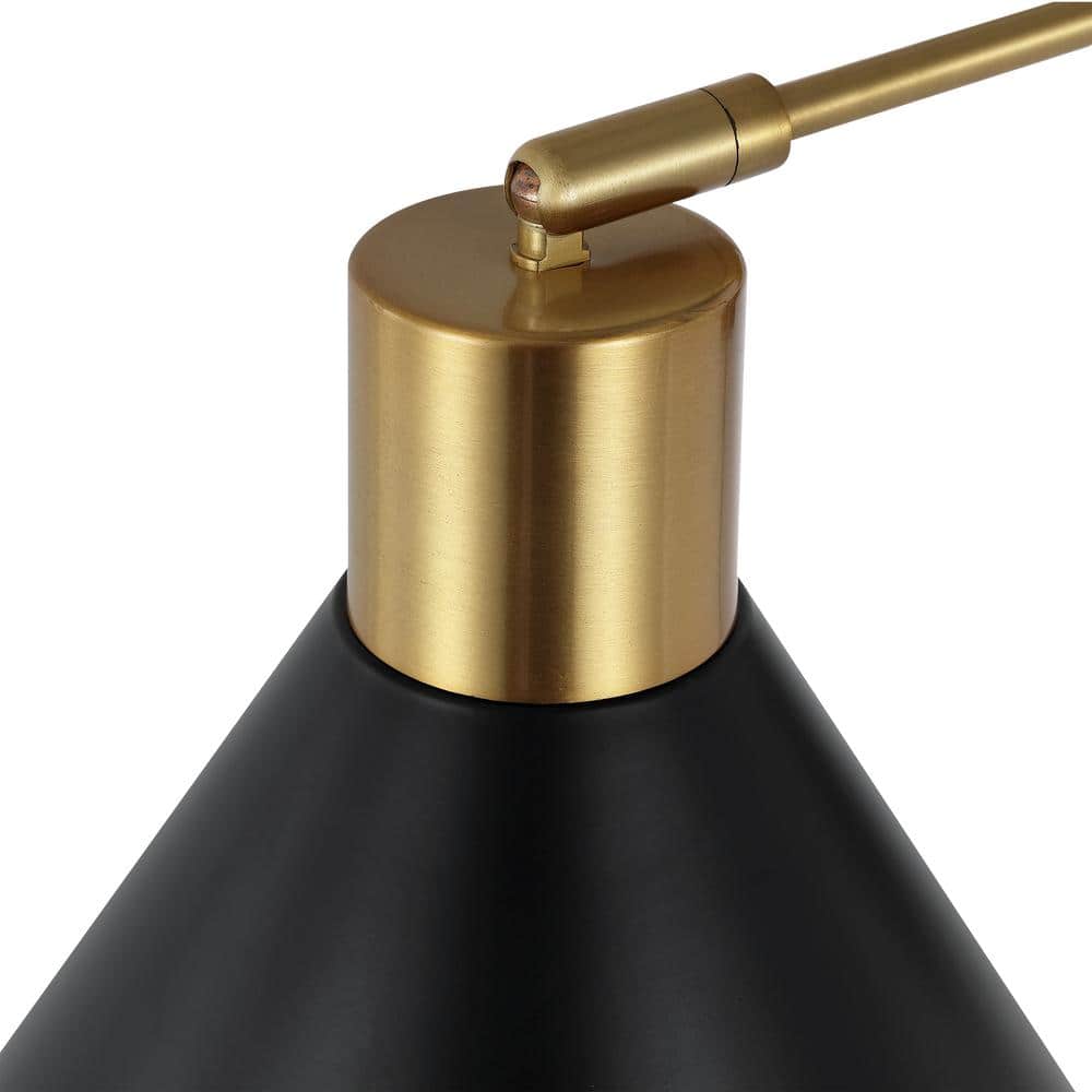 Max 20.5" Black and Brass Iron Swing Arm Wall Sconce