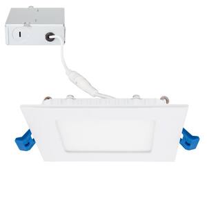 IC Rated LED Recessed Low Profile Slim Square Panel Light with Junction Box 4000K Bright Light 840 Lm Dimmable 60 Watt Repl. 4 Pack OSTWIN No Can Needed ETL & Energy Star Listed 6 inch 12W 