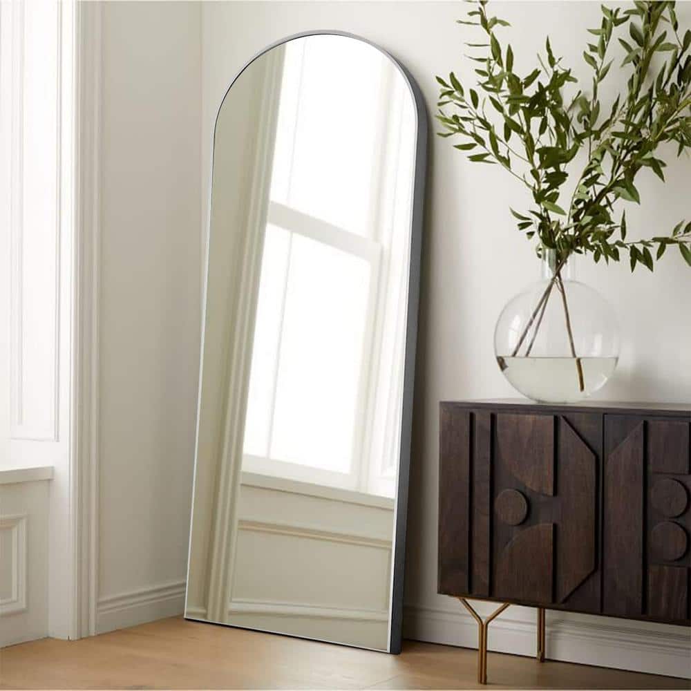 Silver 22 in. W x 65 in. H Metal Arch Stand Full Length Mirror