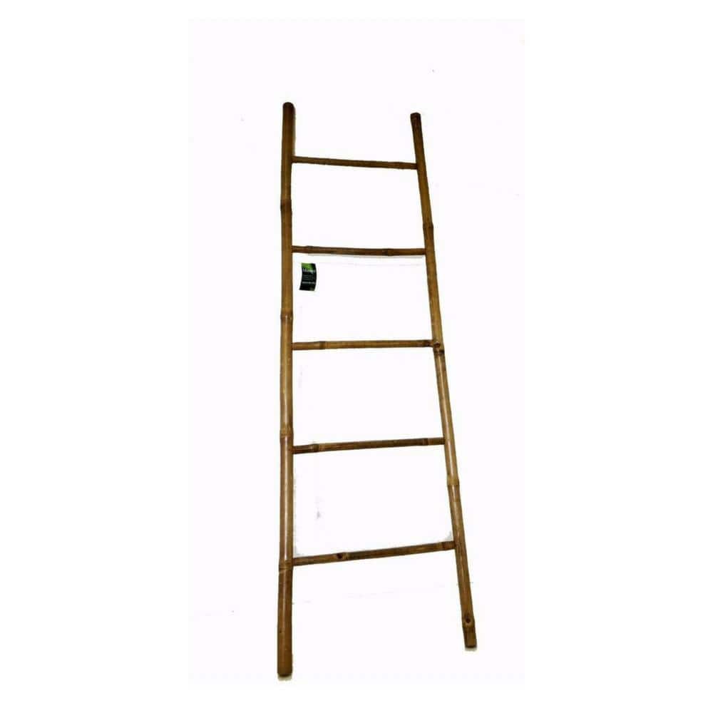 MGP 21 in. W x 72 in. H 5-Bar Ladder Hand-Crafted with Solid Bamboo BL-72 -  The Home Depot