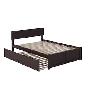 Orlando Espresso Full Platform Bed with Flat Panel Foot Board and Full Urban Trundle Bed