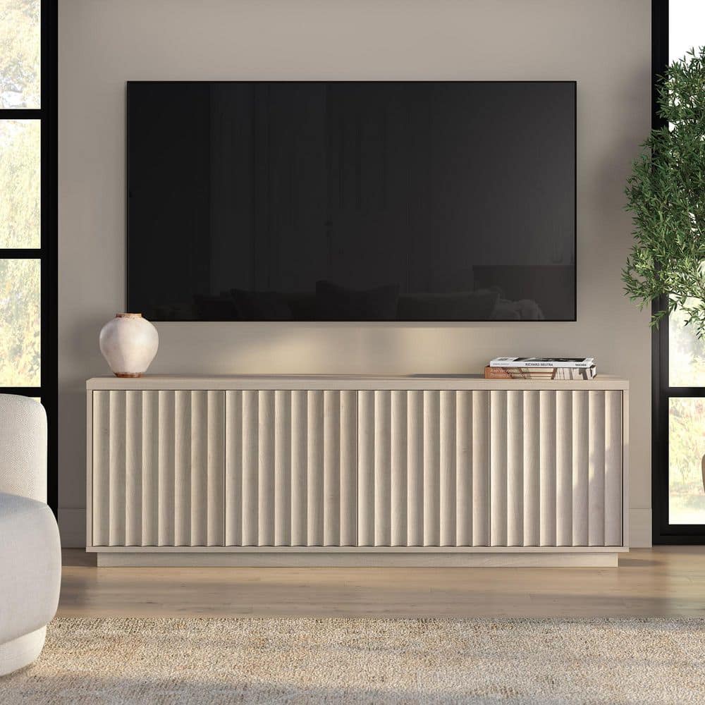 Meyer&Cross Bourne 69.625 in. Alder White TV Stand Fits TV's Up to