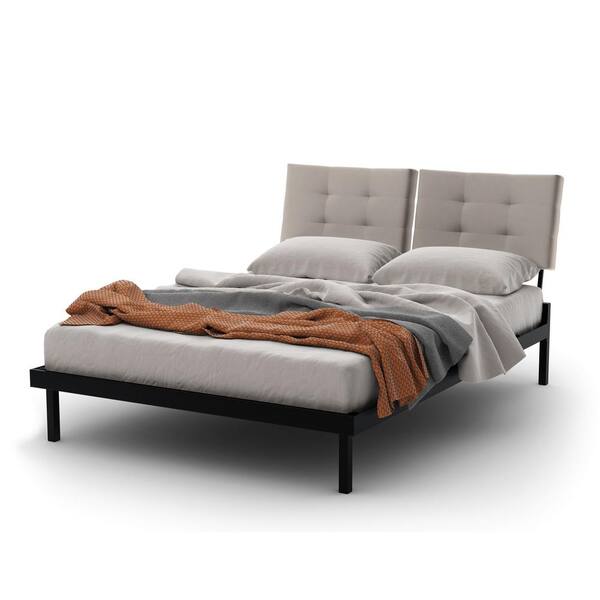 Amisco Delaney Textured Dark Brown Metal Grey Polyurethane Queen Size Platform Bed