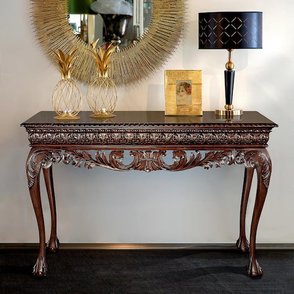 Design Toscano Le Monde 60 in. Brown Standard Rectangle Top Wood Palace Console