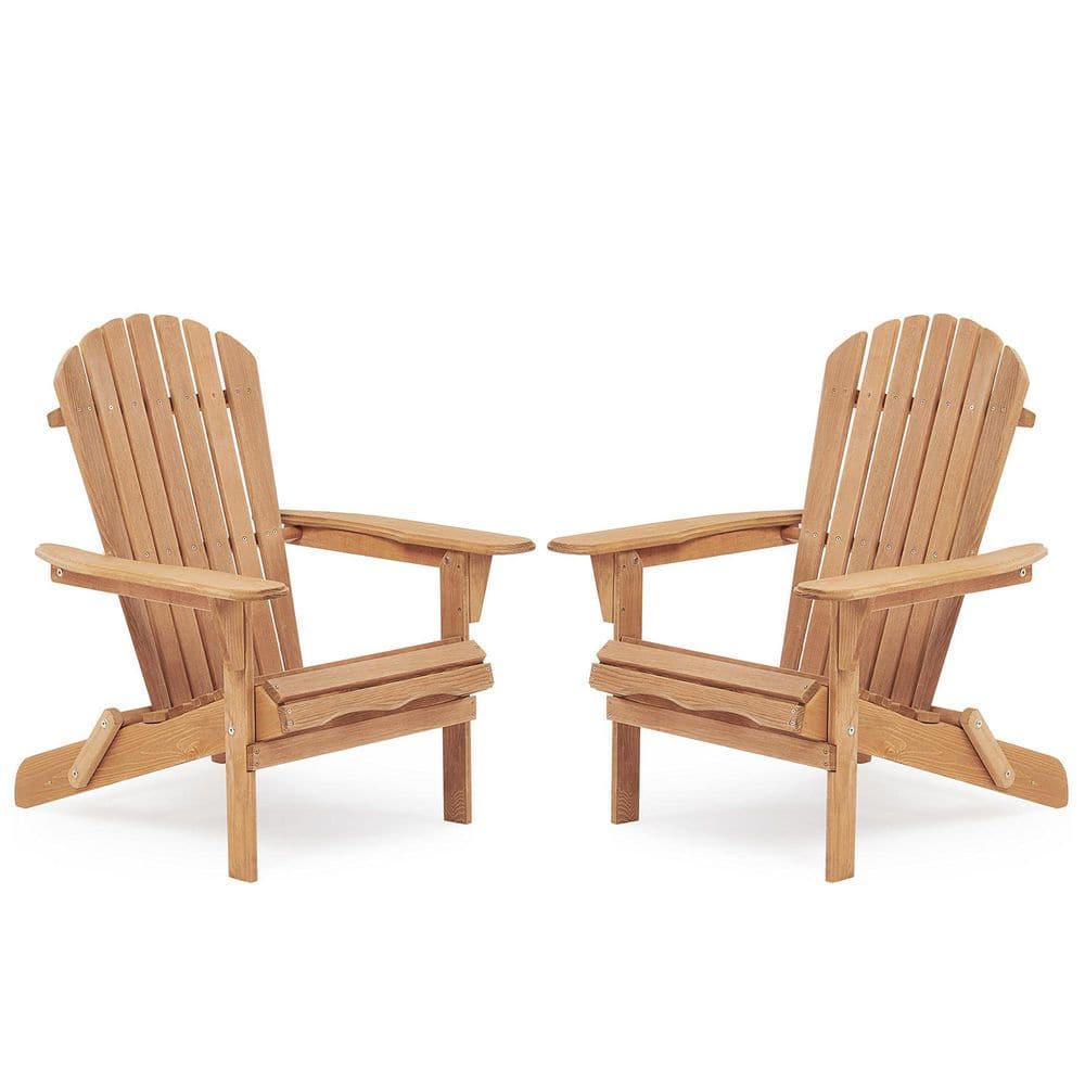 Brown Solid Wood Folding Adirondack Chair - Outdoor Patio Lounge Chair for Garden, Lawn, Backyard (2-Pack) price history on PriceWatchPro