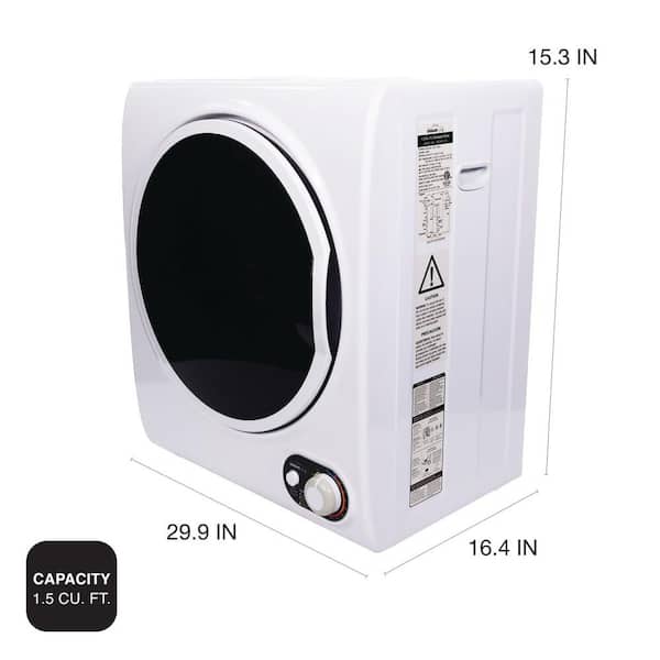 1.5-cu. ft. Compact Electric Dryer, Small Portable Clothes Dryer for Apartment and Small Spaces in White