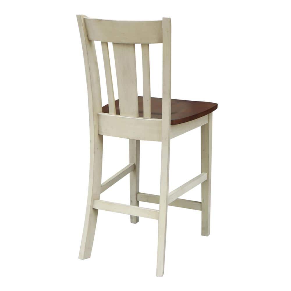 Elegant San Remo Solid Wood Counter Stool in Antique Almond