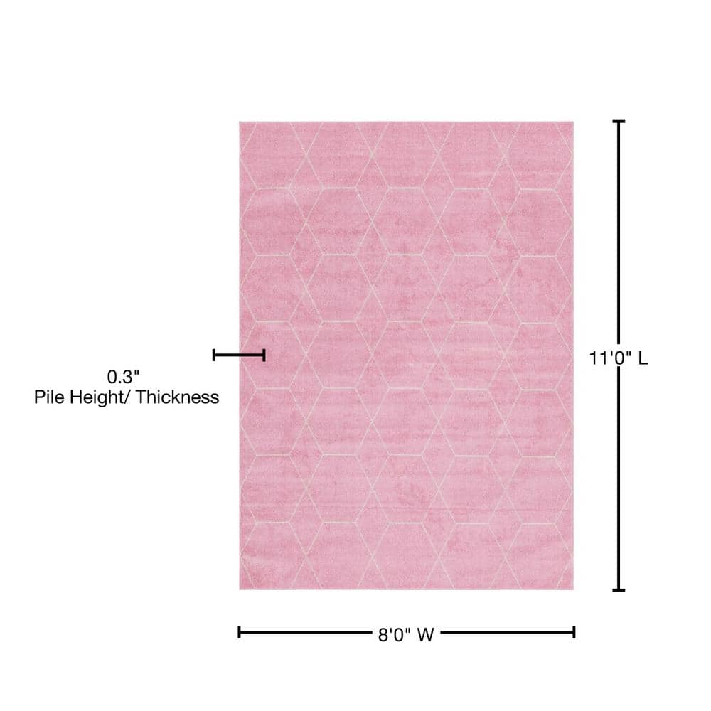 Lattice Frieze Light Pink and Ivory Trellis Synthetic Area Rug
