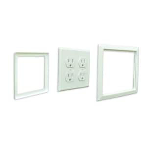 5.9 in. x 5.9 in. White Double Outlet Cover for Innovera Decor Backsplash and Interlocking Wall Paneling (2-Pieces)