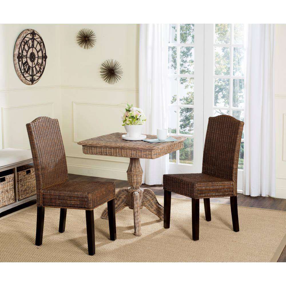Odette High Back Brown Rattan Dining Chair Set