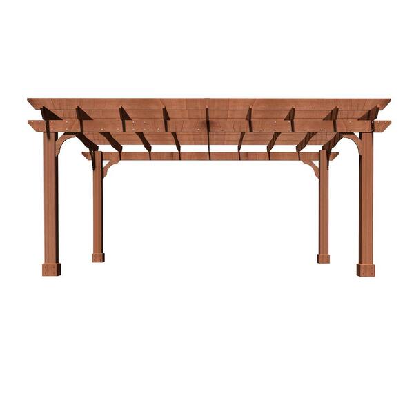 VEIKOUS 20 ft. W x 12 ft. D Cedar Wooden Pergola Outdoor, Brown