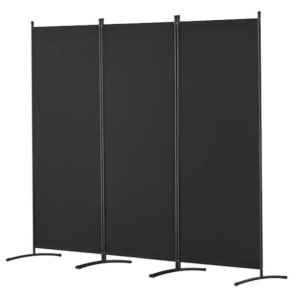 SVOPES 3-Panel Room Divider, Folding Screen Partition, Fabric Freestanding Room Dividers Black Polywire Privacy