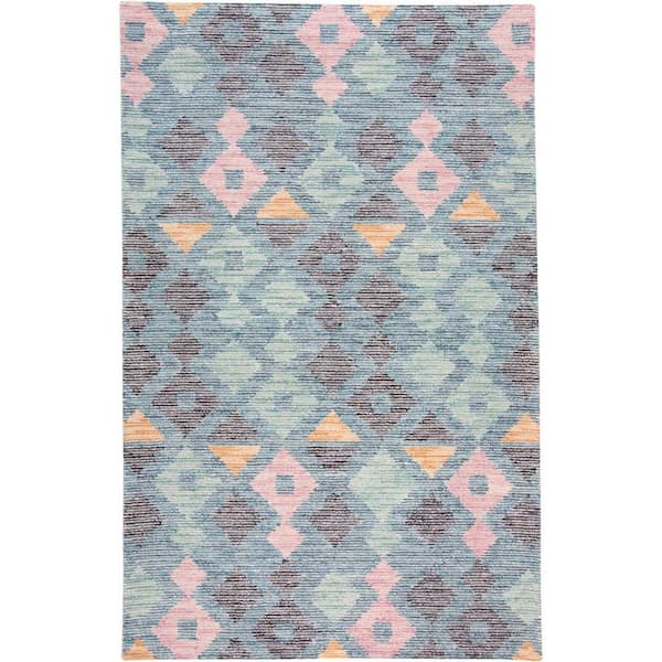 HomeRoots Gray Blue and Green 2 ft. x 3 ft. Geometric Area Rug