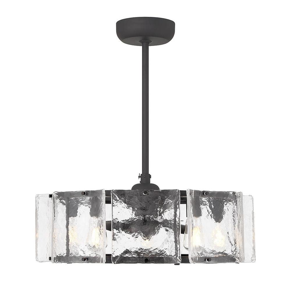 Matte Black 27" LED Chandelier Fan with Clear Glass