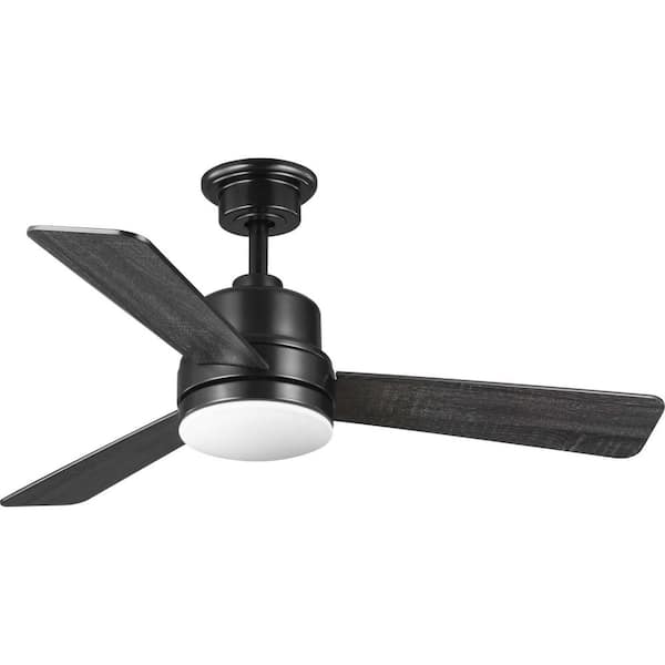 Progress Lighting Trevina II 44 in. Indoor Integrated LED Black Modern Ceiling Fan with Remote for Living Room and Bedroom