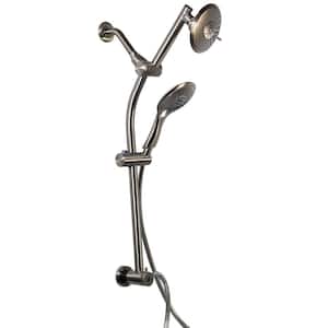 No-Drill Conversion Slide Bar with Hand Shower and 5 in. Adjustable Shower Head in Satin Nickel