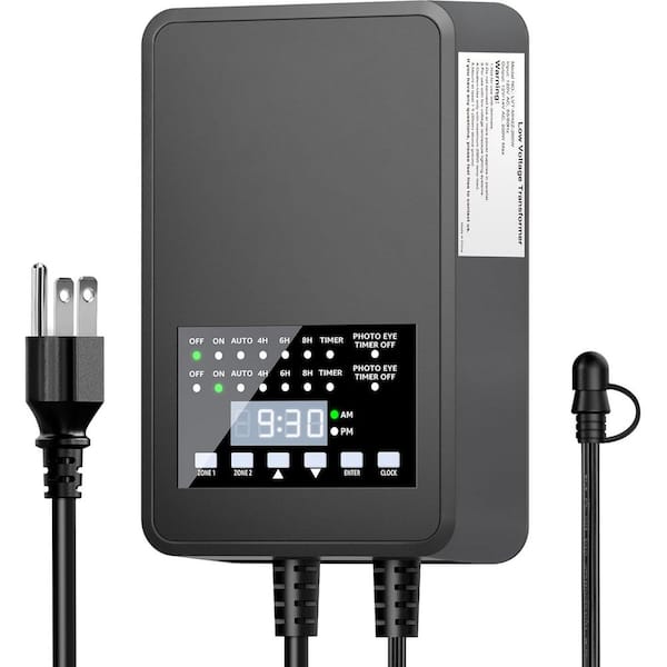 Vrbgify 2-Pack 5.4 in. Landscape Lighting Transformer with Timer Photocell Sensor Weatherproof for Recessed Fixtures