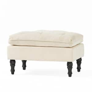 Cream Tufted Pillow Top Ottoman