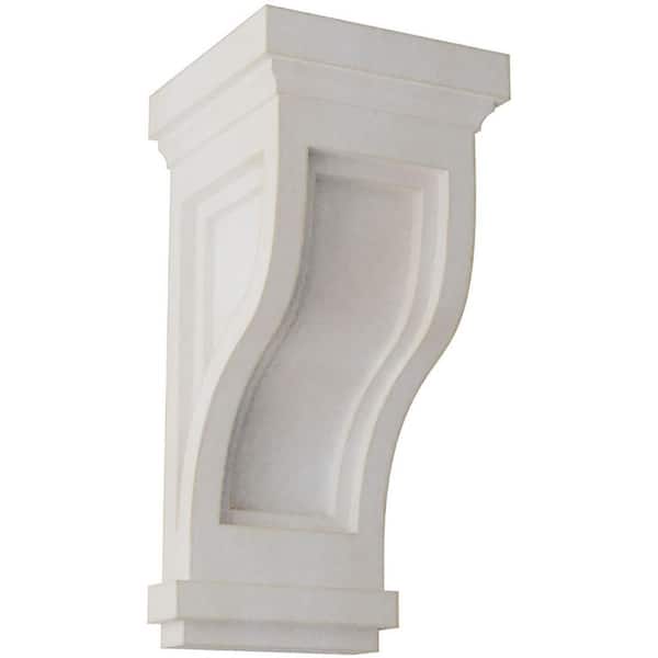 Ekena Millwork 4-3/4 in. x 10 in. x 5 in. Chalk Dust White Traditional Recessed Wood Vintage Decor Corbel