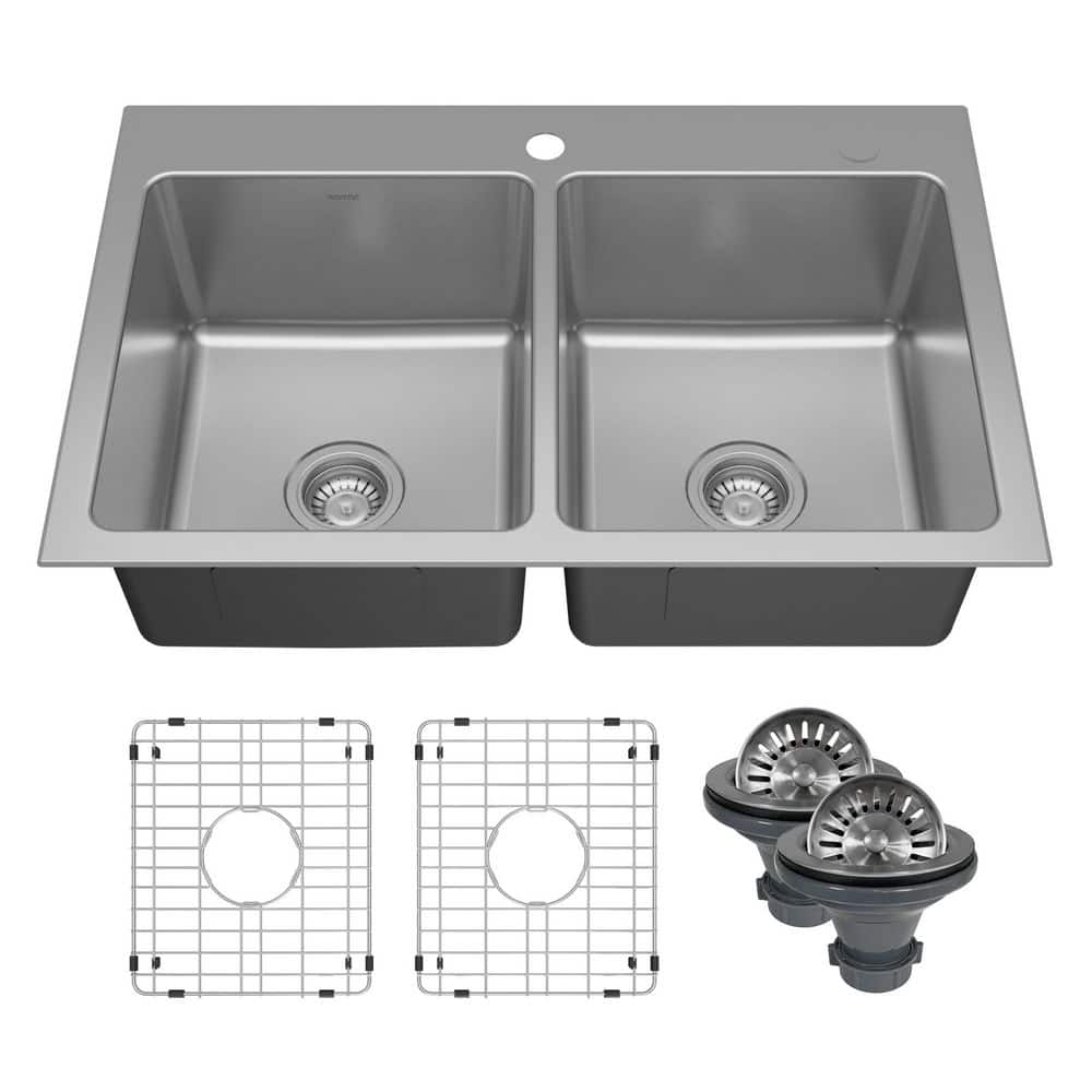 Lansen 33 in. Drop-in 50/50 Double Bowl 18 Gauge Stainless Steel Kitchen Sink price history on PriceWatchPro