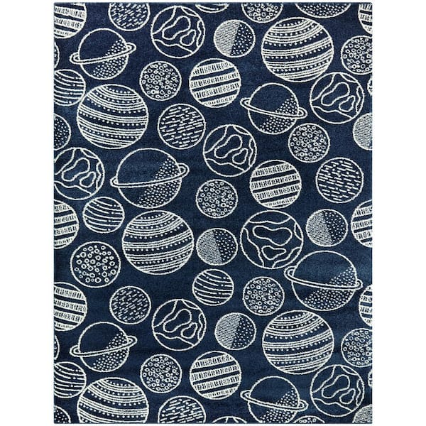 BALTA Space Planets Blue/White 5 ft. x 7 ft. Area Rug