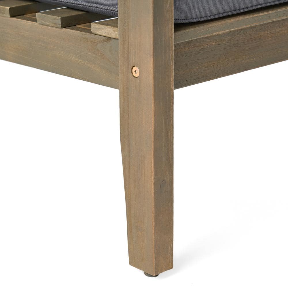 Gray Acacia Wood Outdoor Loveseat and Coffee Table Set