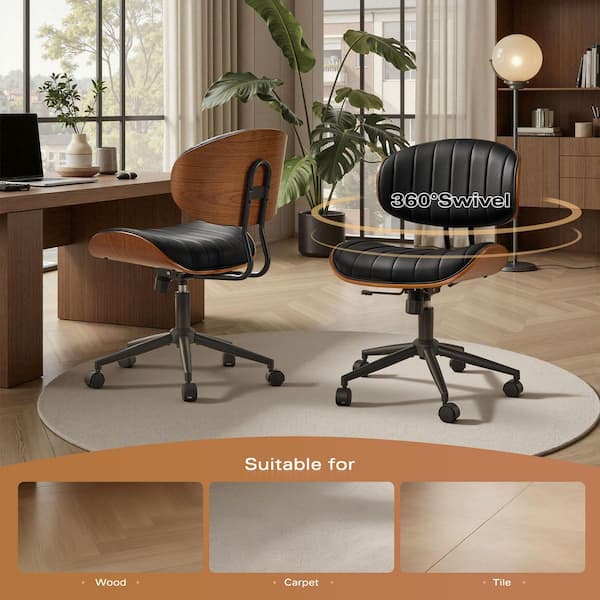 Allwex Cro PU Leather Swivel Ergonomic Armless Office Task Chair