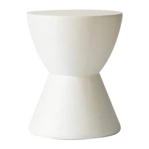 Modern Round Side Table with Fiberstone Tabletop and Pedestal Base Accent Table Loft Series in White