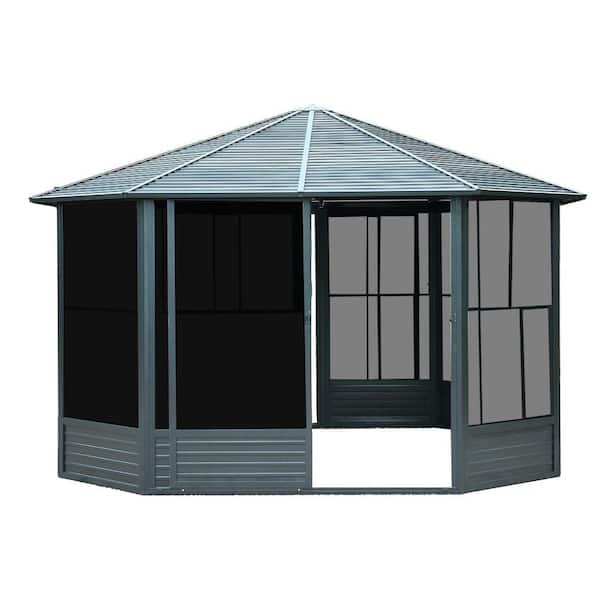 Faze 13 ft. W x 13 ft. D Aluminum Octagonal Sunroom Gazebo with Galvanized Steel Roof