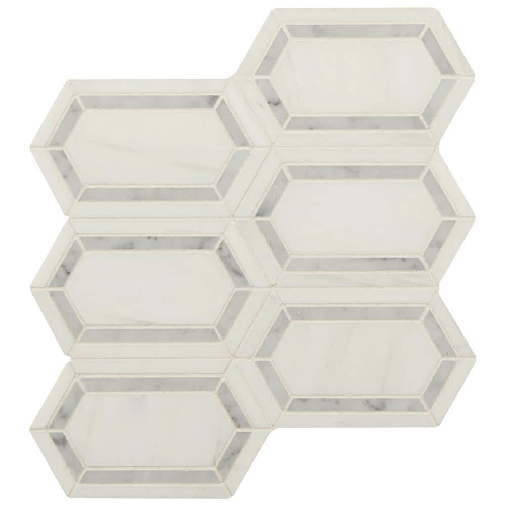 MSI Pavilion Picket 12 in x 12 in. x 10 mm Polished Marble Mosaic Tile (10 sq. ft. / case) -  BIANDOL-PAVPK8M