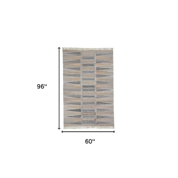 2 ft. x 8 ft. Tan, Gray Geometric Area Rug