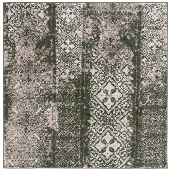 SAFAVIEH Adirondack Dark Green/Ivory 6 ft. x 6 ft. Border Striped Square Area Rug