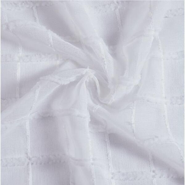 Dainty Home Kelly White Linen Look Boho Solid Sheer Fabric With 3D