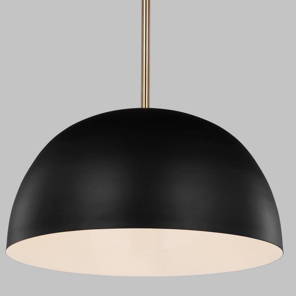 Ivan Midnight Black Steel Drum Pendant Light with Adjustable Height