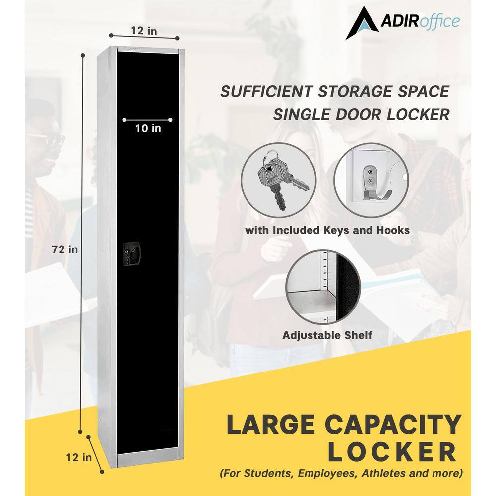 72" Black and Silver Steel Freestanding Office Lockers (Set of 2)