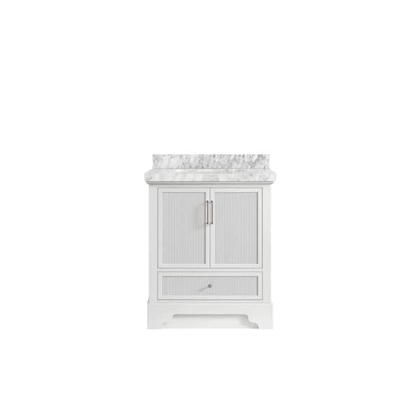 Willow Collections Alys 30 in. W x 22 in. D x 36 in. H Single Sink Bath Vanity Center in White with 2" Carrara Marble Top