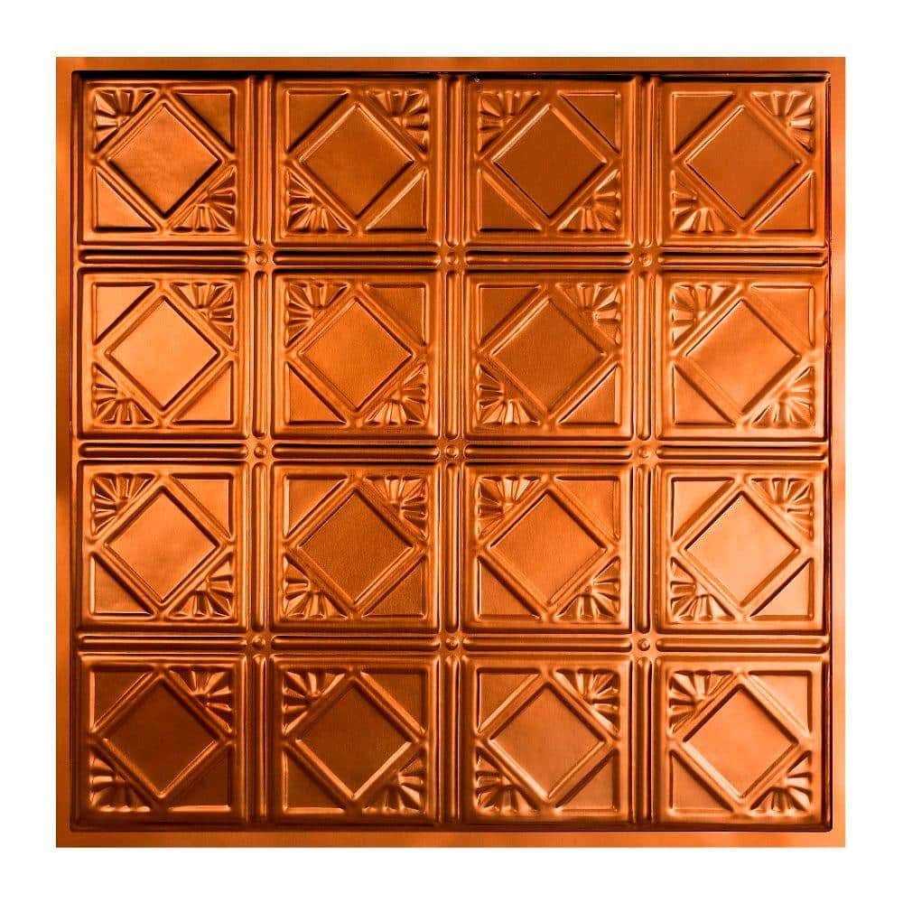Great Lakes Tin Ludington ft. x ft. Lay-In Tin Ceiling Tile in Copper  (20 sq. ft./case) Y5708 The Home Depot