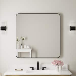 Bella 36 in. W. x 36 in. H Square Aluminum Framed Wall-Mounted Bathroom Vanity Mirror in Matte Black