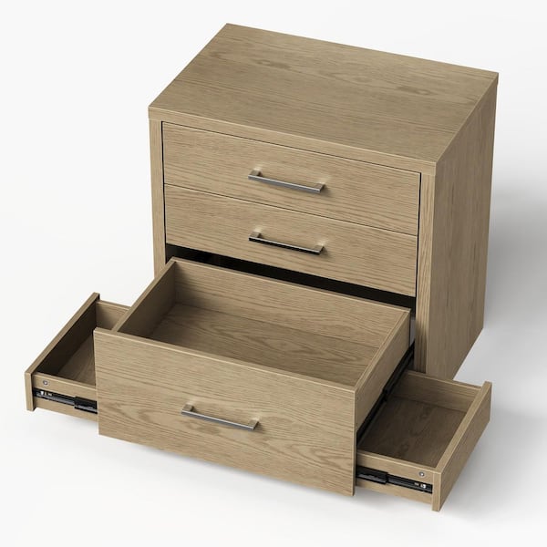 FUFU&GAGA Light Oak Finish 24.8 in. Accent Cabinet Office Storage