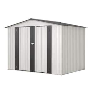 8 ft. W x 6 ft. D Outdoor White Metal Storage Shed with Metal Foundation and 2 Lockable Doors, Tool Shed (48 sq. ft.)