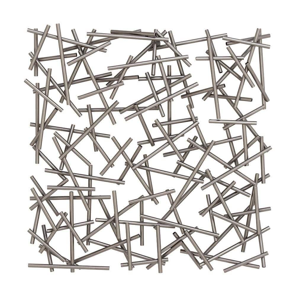 Silver Metal Abstract Geometric Wall Sculpture, 20" x 20"