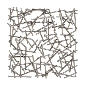 20 in. x  20 in. Metal Silver Overlapping Lines Geometric Wall Decor