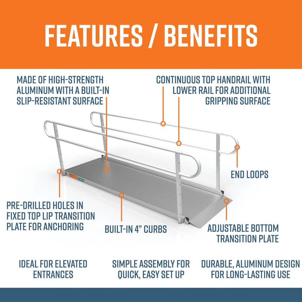 EZ-ACCESS 9-Foot Aluminum Portable Wheelchair Ramp with Handrails