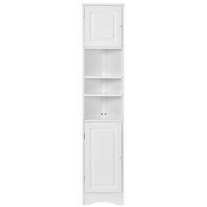 15 in. W x 10 in. D x 67 in. H White MDF Freestanding Linen Cabinet with Doors and Adjustable Shelf