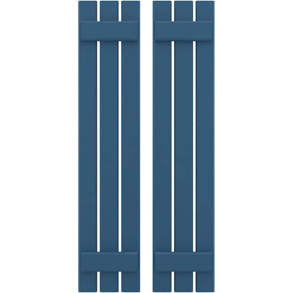 Ekena Millwork 11-1/2 in. W x 53 in. H Americraft 3-Board Exterior Real Wood Spaced Board and Batten Shutters in Sojourn Blue