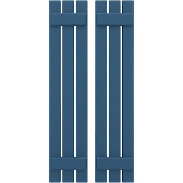 Ekena Millwork 11-1/2 in. W x 80 in. H Americraft 3-Board Exterior Real Wood Spaced Board and Batten Shutters in Sojourn Blue